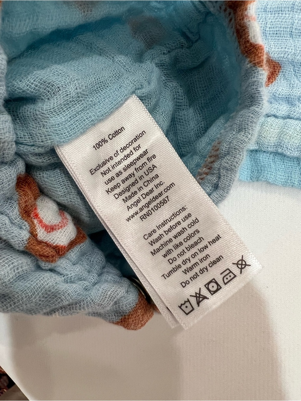 Angel Dear Light Blue Baseball Muslin Baby One-Piece - Picture 5 of 5